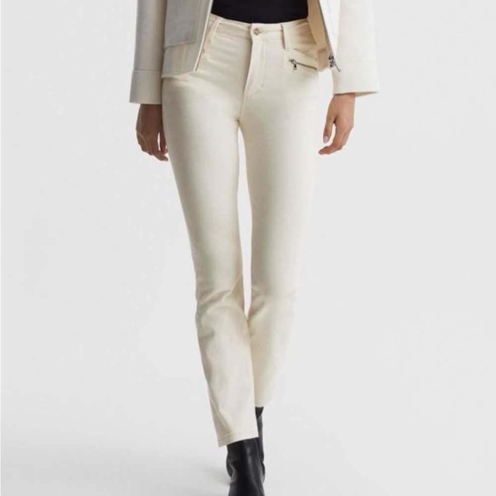 PAIGE Cindy High Rise Straight Ankle Jeans NWT Size 32 Cream Color
